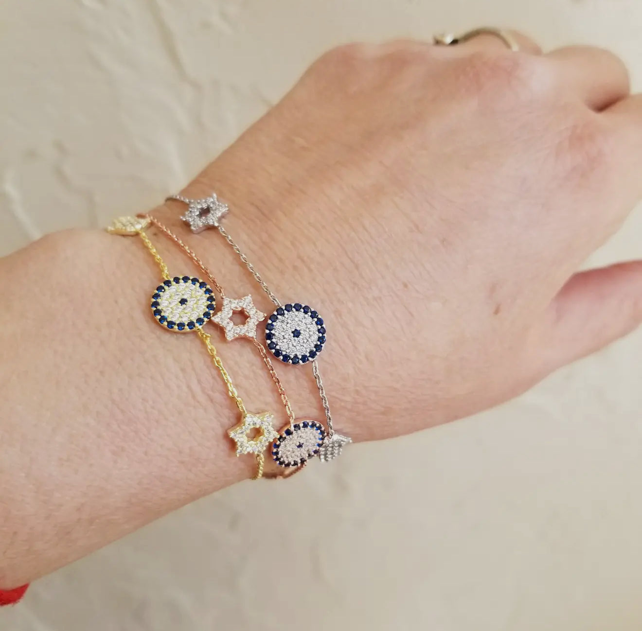 Star, Hamsa and Evil eye bracelet