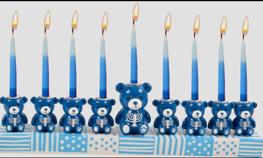 Hand Painted Menorah- Teddy Bears