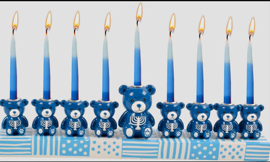 Hand Painted Menorah- Teddy Bears