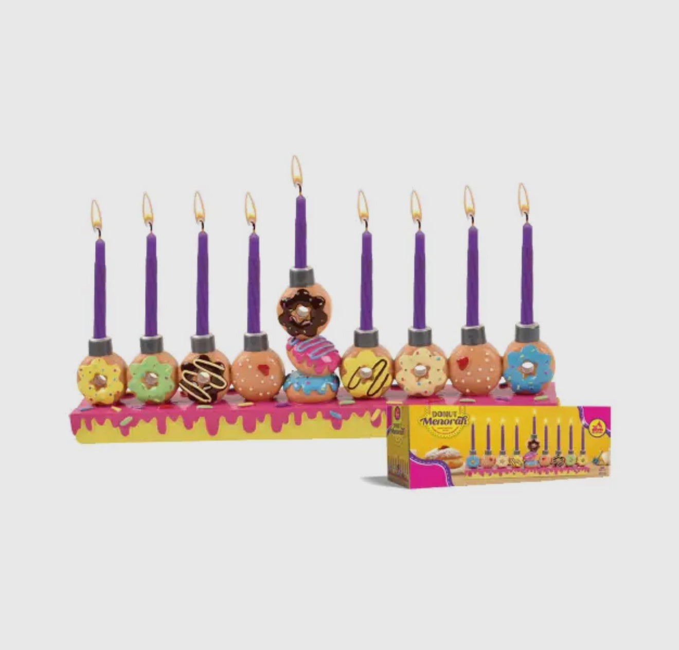 Hand Painted Menorah - Donuts