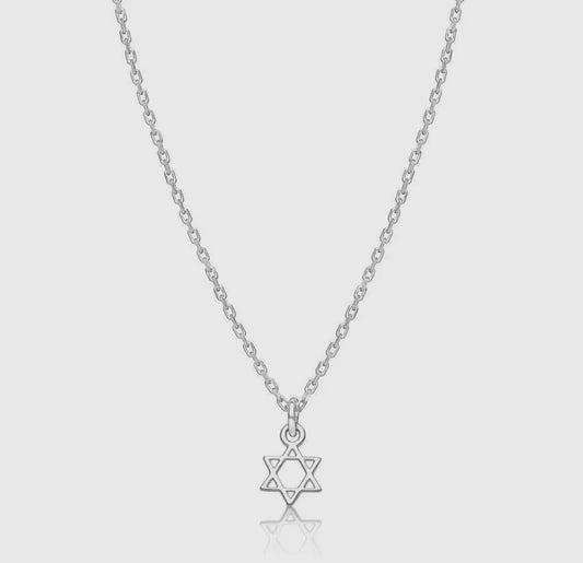 Tiny Star of David Necklace in Silver