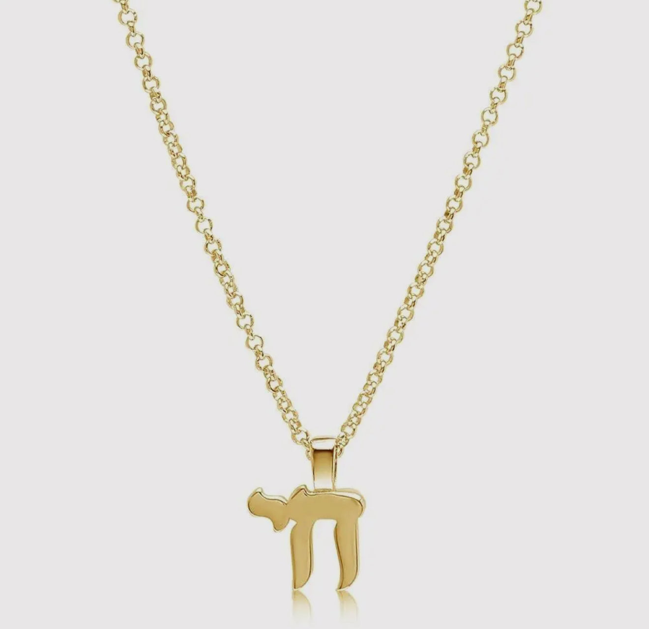 Hebrew Letter Chai Necklace Gold