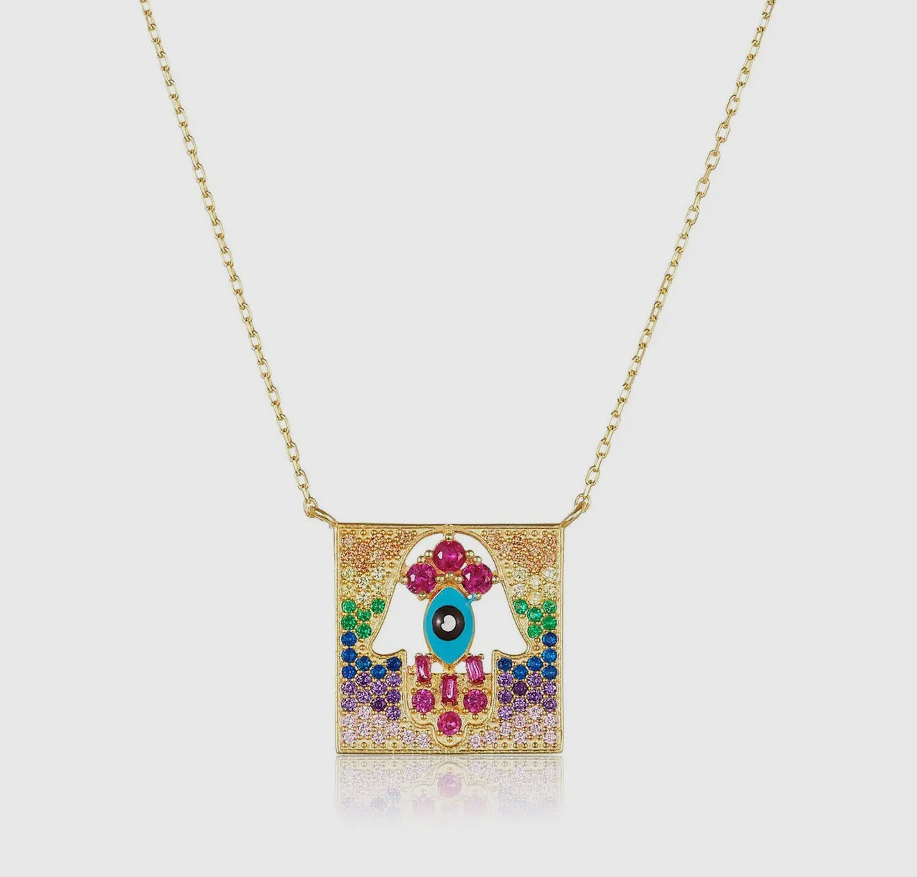 Intricate Hamsa Colourful Necklace