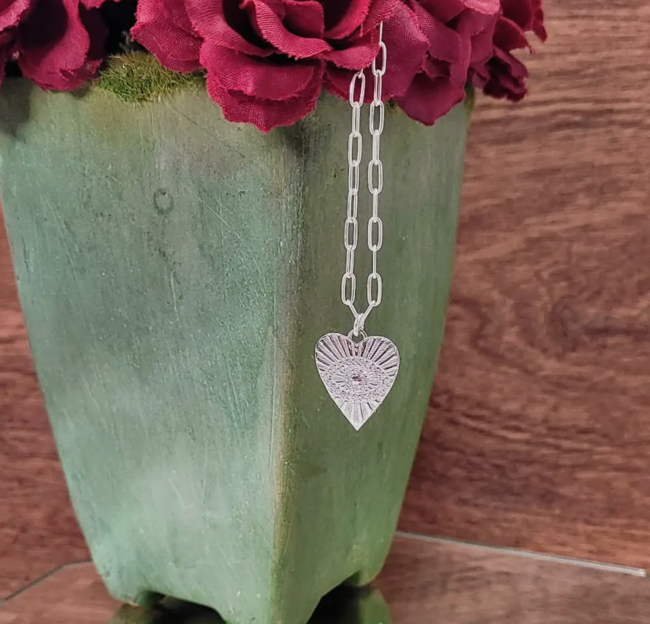 Heart and Evil Eye Necklace Silver