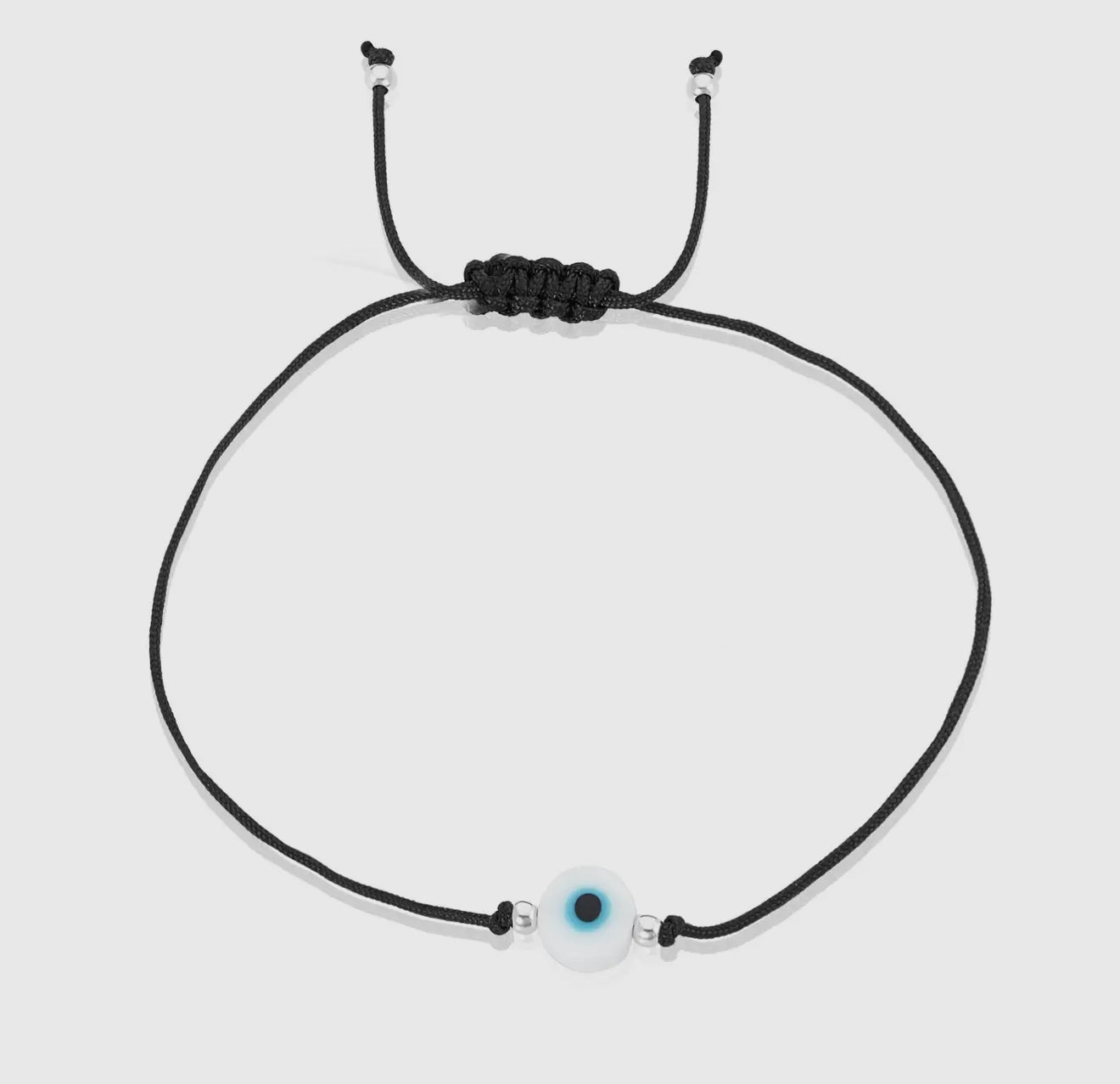 Evil Eye Macrame String Bracelet Black (one size fits all)
